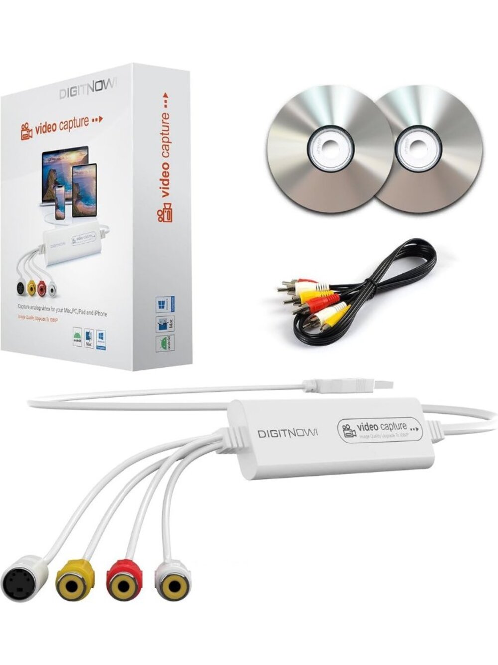 VHS to Digital Converter - USB Video Capture Card for VCR, Hi8, Mini DV, PC